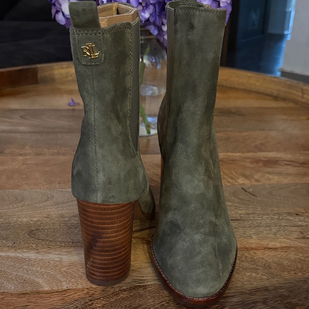 Ralph Lauren Sage Suede Heeled Boots